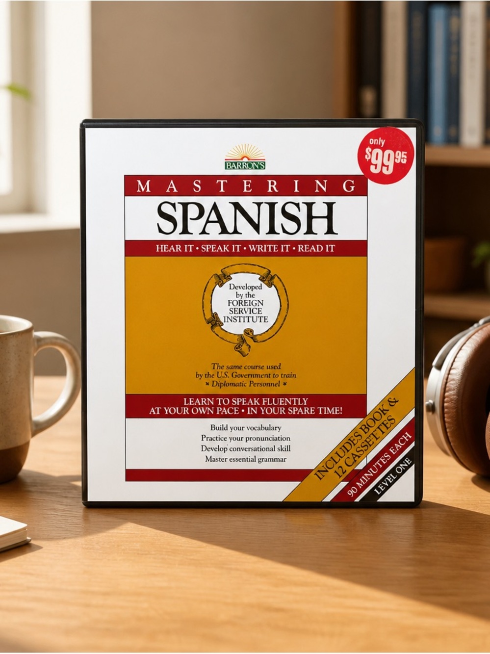 Barron's Mastering Spanish Course - White & Gold Accent